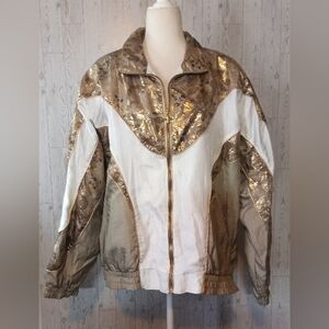 Active Frontier Gold and White Windbreaker Women's Size XL 80's Vintage